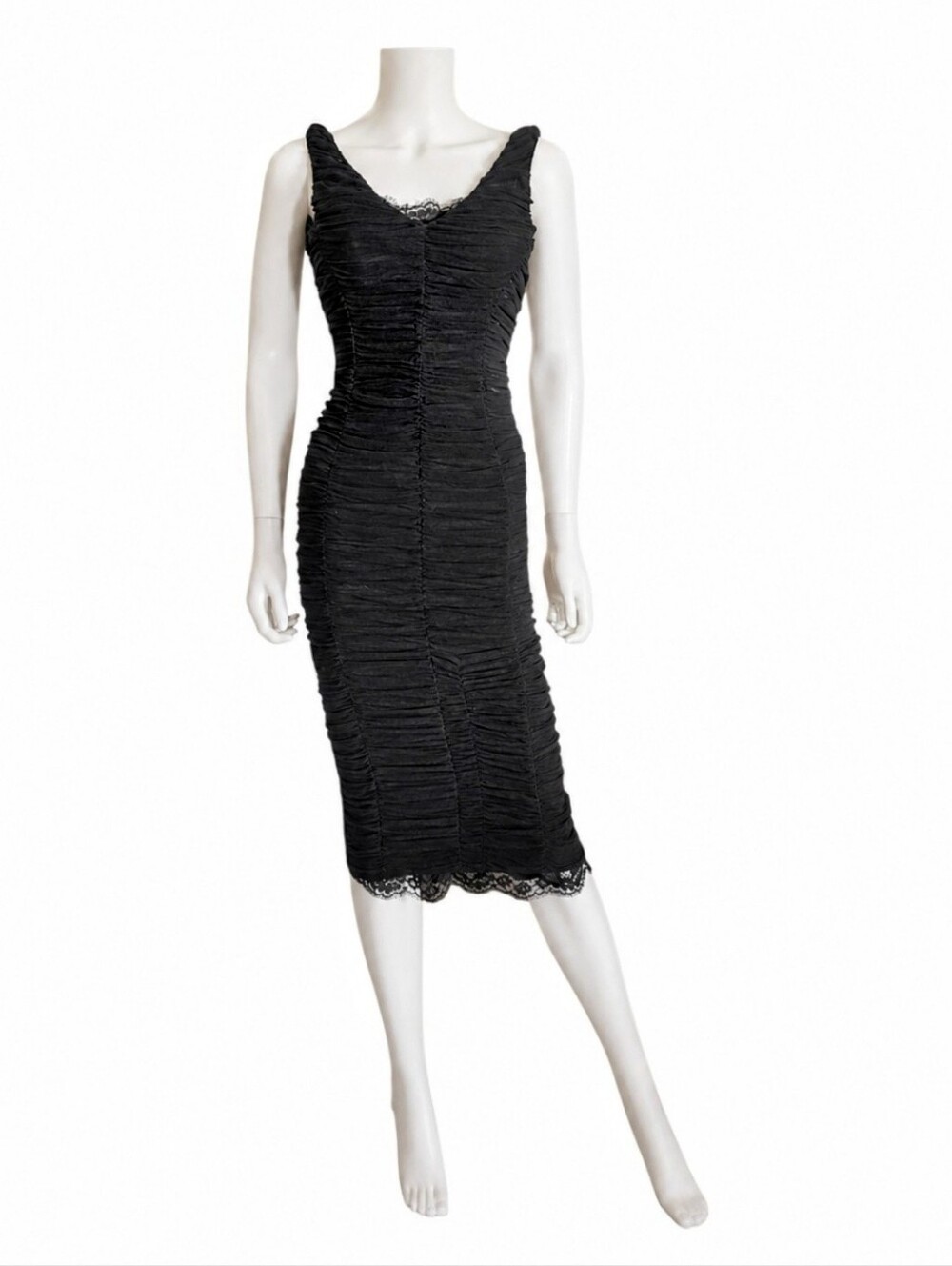 DOLCE & GABBANA | NWT 2-Piece Ruched Dress & Silk Lace Slip IT 36 US 0